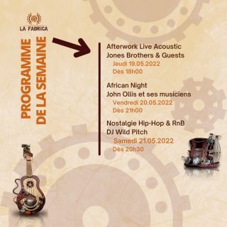 Au programme cette semaine à La Fabrica 😎● Jeudi : Afterwork avec les Jones Brothers● Vendredi : African Night avec John Ollis● Samedi : Nostalgie Hip-Hop & RnB avec DJ Wild PitchRéserve maintenant ta table sur lafabrica.explorit.ch#lafabricayverdon #explorityverdon #yverdon #yverdonlesbainsregion #vaud #concerts #livemusic #swissmusic #rnb #africannight #africanmusic #djsuisse #musiquesuisse