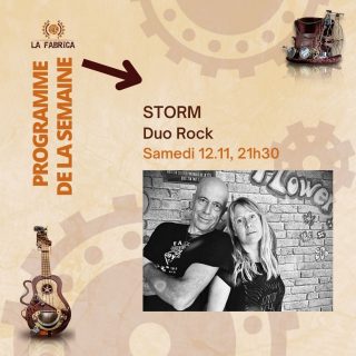 Cette semaine, retrouvez samedi 12 novembre dès 21h30 le duo STORM pour notre soirée rock. 🎸#rock #rockmusic #swissmusic #lafabricayverdon #yverdon #yverdonlesbains #suisseromande #storm